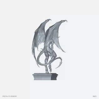 Winged Demon on Plinth - 100 mm STL