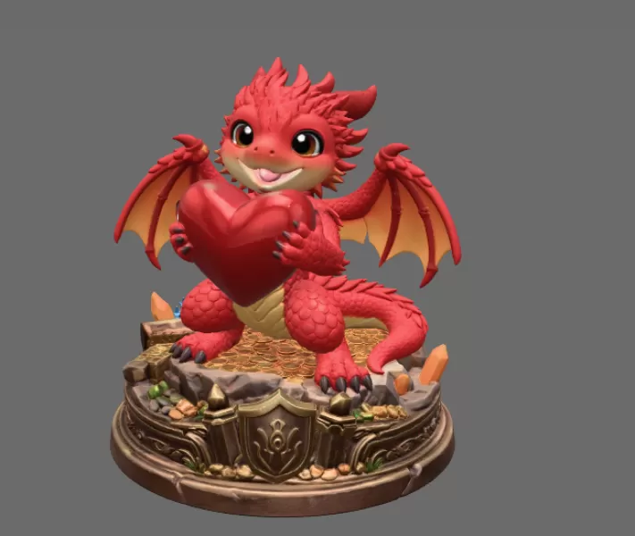 Love Dragon STL File for 3D Printing - Model preview 3