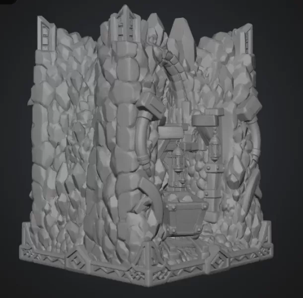 Fantasy Mining Tunnel Book Nook STL File for 3D Print - Model preview 17