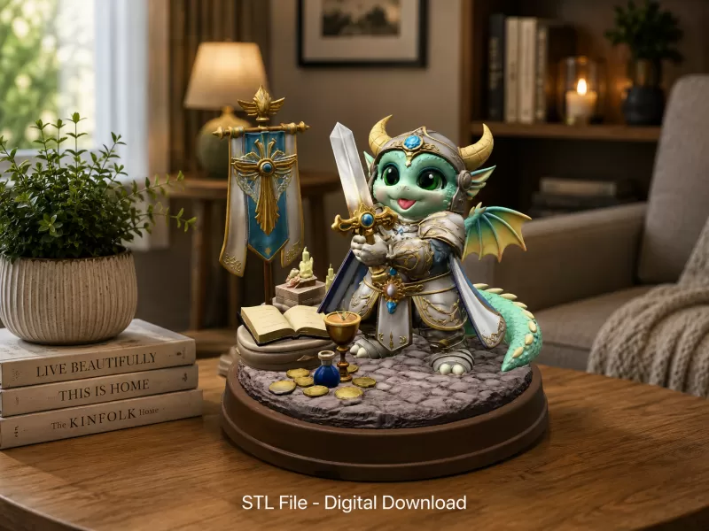Holy Knight Dragon STL File for 3D print - Model preview 2