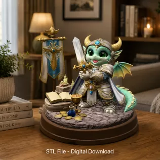 Holy Knight Dragon STL File for 3D print - Model thumbnail 2
