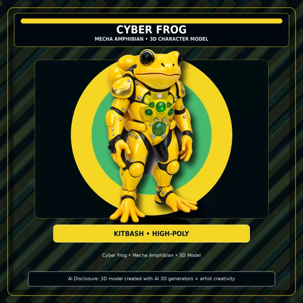 Frog & Shark Creature Pack – Amphibian Ocean Character Kitbash - Model preview 2