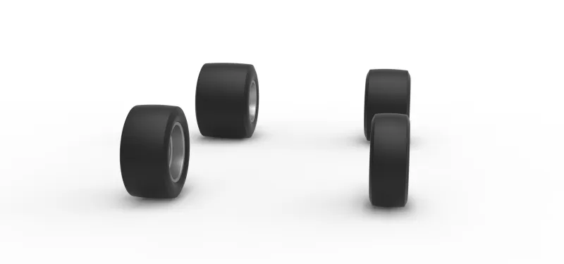 Wheel Set of Vintage Pavement Silver Crown Car Scale 1:25 - Model preview 3