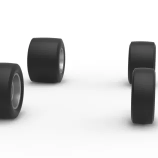 Wheel Set of Vintage Pavement Silver Crown Car Scale 1:25 - Model thumbnail 3