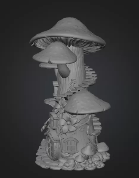 Enchanted Mushroom Tower STL File 3D Printable Fantasy Fairy Hou - Model preview 9