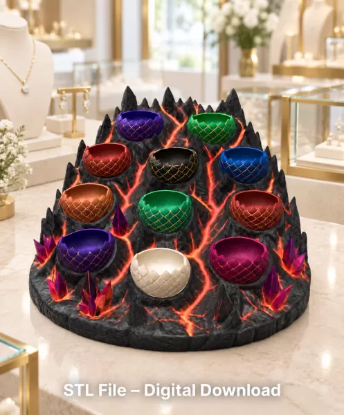 Volcanic Dragon Egg Mountain Organizer STL File for 3D Print - Model preview 4