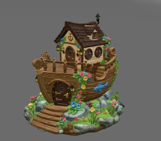 Enchanted Ship Cottage STL File 3D Print - Model preview 3