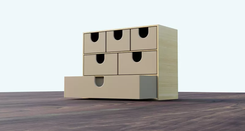 Mini Storage Cabinet - Inspired by Ikea MOPPE - Model preview 4