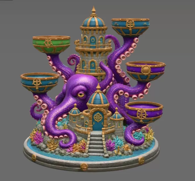 Kraken Citadel Organizer STL File for 3D Print - Model preview 6