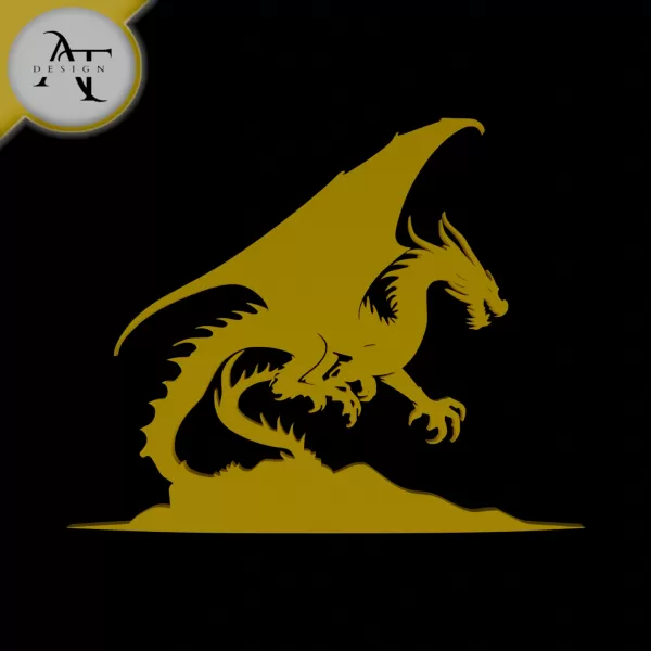 Dragon - Silhouette - 2D Wall Art Decor - Model preview 1