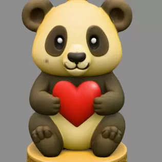 Panda with Heart — Cute Panda Figurine / Pendant / Keychain - Model thumbnail 2