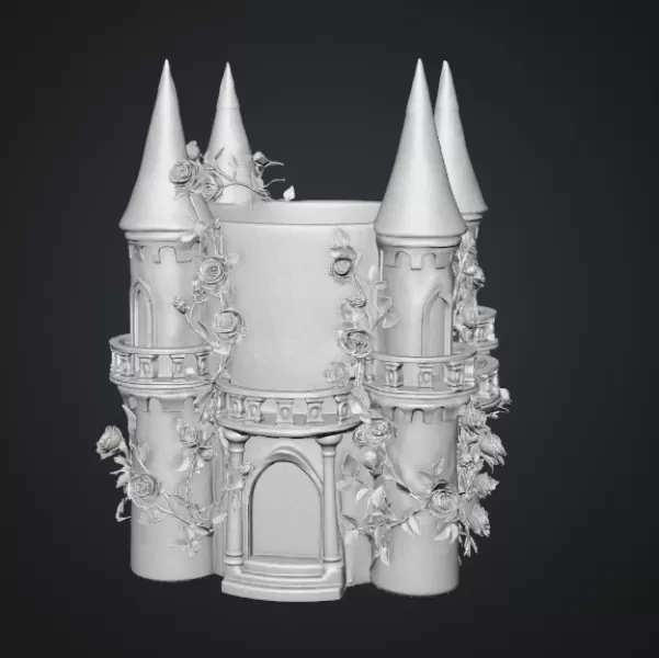 Rose Princess Castle Planter STL File for 3D Print - Model preview 12