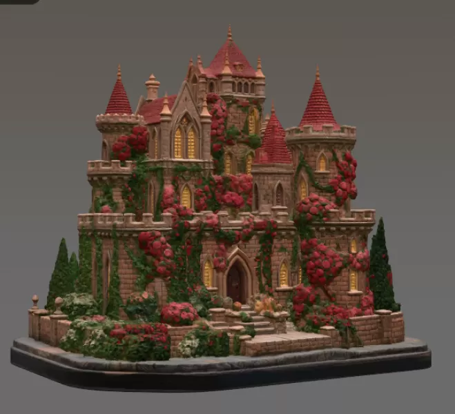 Bougainvillea Castle STL File for 3D Print - Model preview 11