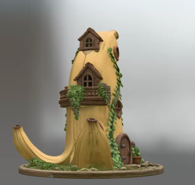 Banana Fantasy House STL File for 3D Printing - Model preview 7