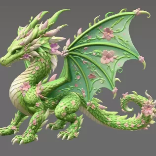 Spring Blossom Dragon STL File for 3D Print - Model thumbnail 7