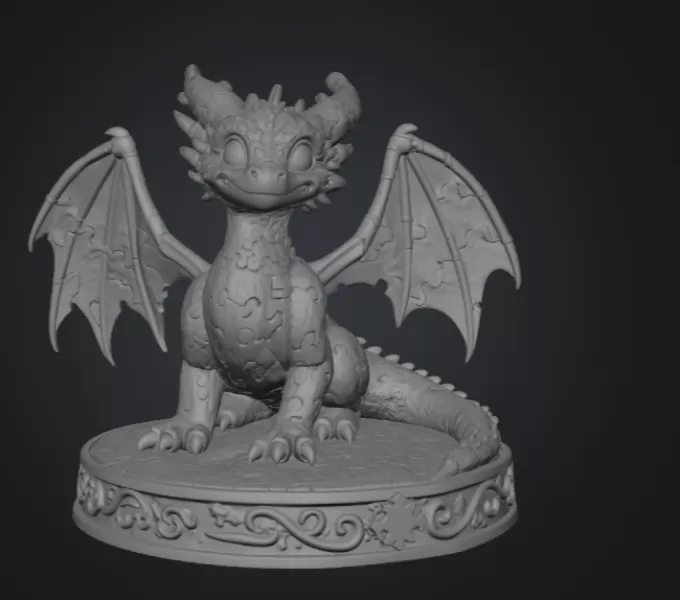 Colorful Kawaii Mosaic Dragon STL File for 3D Print - Model preview 7