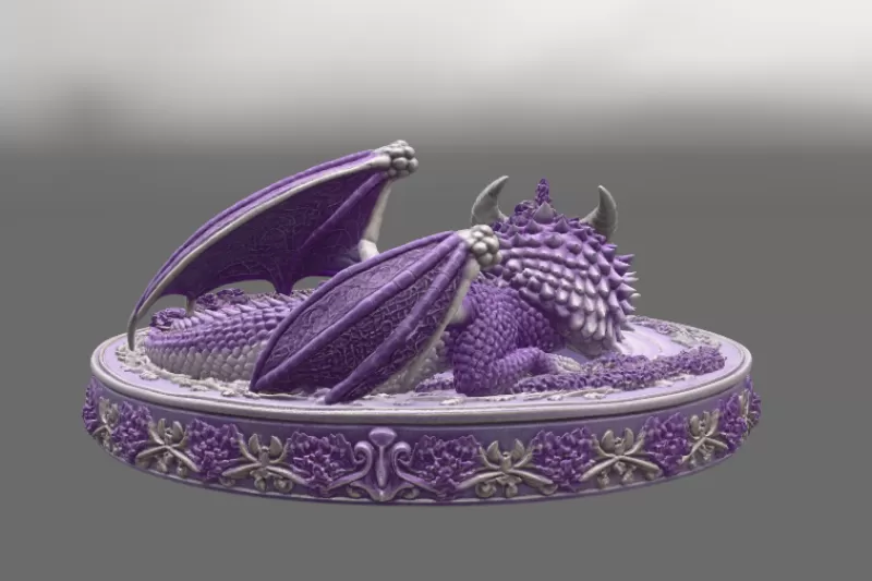 Amethyst Floral Dragon Bowl STL file for 3D Print - Model preview 11