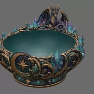 Celestial Crystal Dragon Bowl STL File for 3D Print - Model thumbnail 6