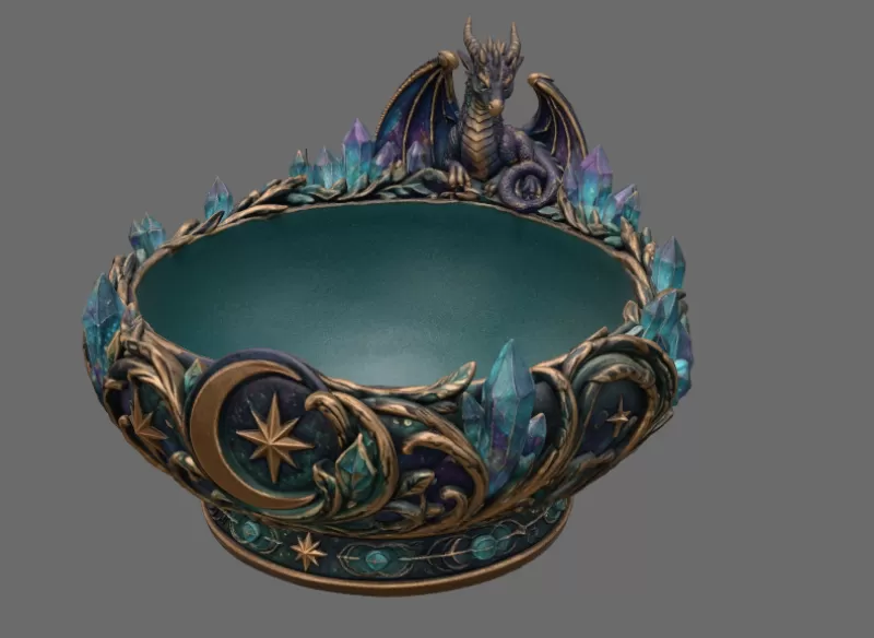 Celestial Crystal Dragon Bowl STL File for 3D Print - Model preview 6
