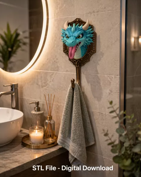 Dragon Wall Hook – STL File for 3D Printing - Model preview 2