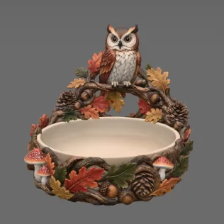 Autumn Owl Bowl Organizer STL File for 3D Print - Model thumbnail 6