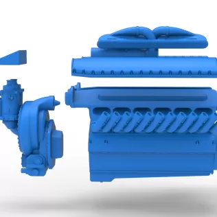 Engine V12 of Vintage Dragster Version 2 Scale 1:25 - Model thumbnail 22