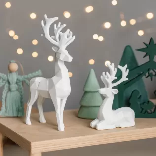 Low Poly Deer Set: 2 pcs. | Christmas Reindeer Figurines - Model thumbnail 2