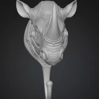 🦏 STL File Description — Steampunk Rhino Wall Hook - Model thumbnail 5