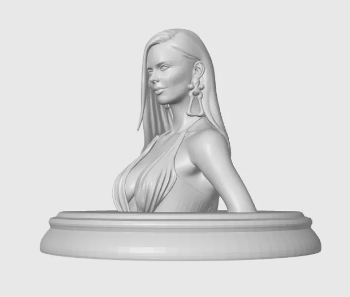 Charlize Theron 3D Bust - Model preview 4