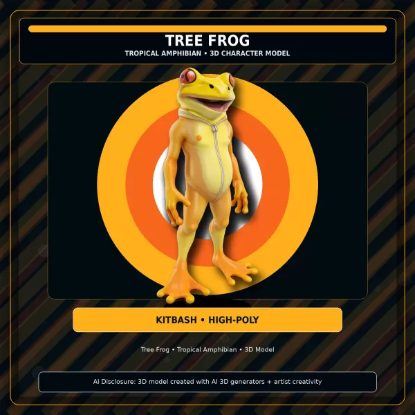 Frog & Shark Creature Pack – Amphibian Ocean Character Kitbash - Model preview 6