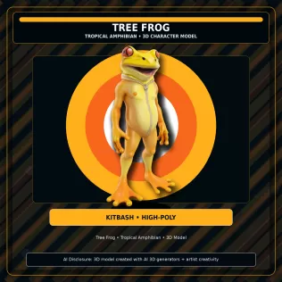 Frog & Shark Creature Pack – Amphibian Ocean Character Kitbash - Model thumbnail 6