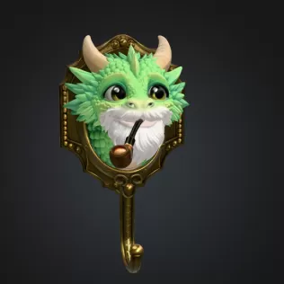 Wise Dragon Wall Hook STL File for 3D Print - Model thumbnail 5