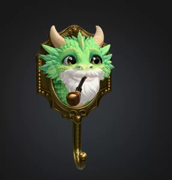 Wise Dragon Wall Hook STL File for 3D Print - Model preview 5