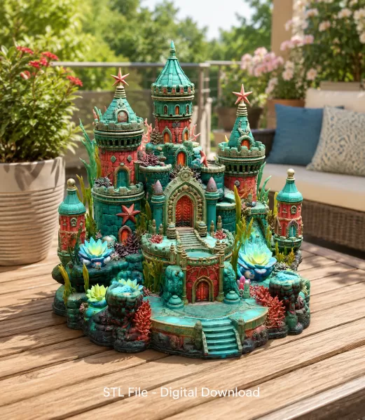 Coral Kingdom Fantasy Castle STL File for 3D Print - Model preview 5