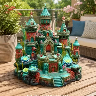 Coral Kingdom Fantasy Castle STL File for 3D Print - Model thumbnail 5