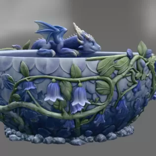 Baby Dragon Flower Bowl STL File for 3D Print - Model thumbnail 10