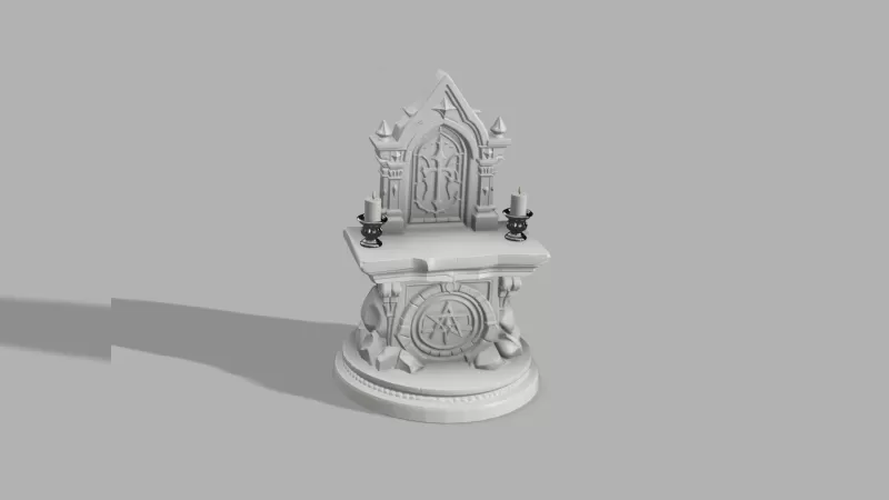 Mini Gothic Altar with Candles - Fantasy Halloween Prop - Model preview 1