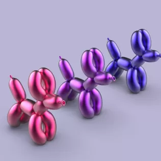 3D Balloon Dog Decor, Cute Modern Home Decor, Balloon Toy Gift - Model thumbnail 2