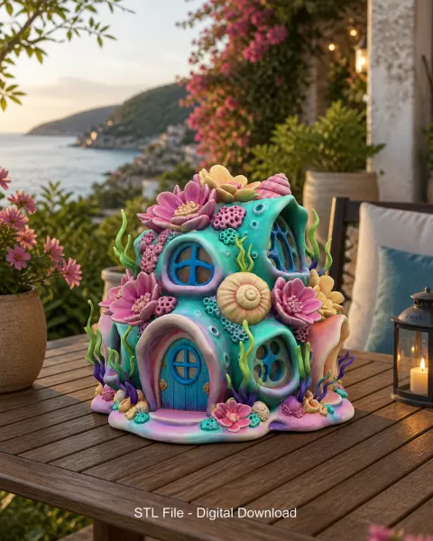 Fantasy Underwater Cottage STL File for 3D Printing - Model preview 9
