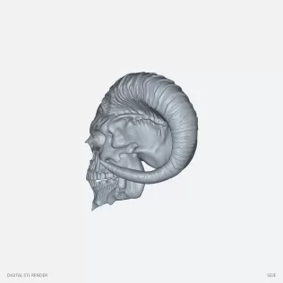 Horned Demon Skull Display - STL - Model thumbnail 3