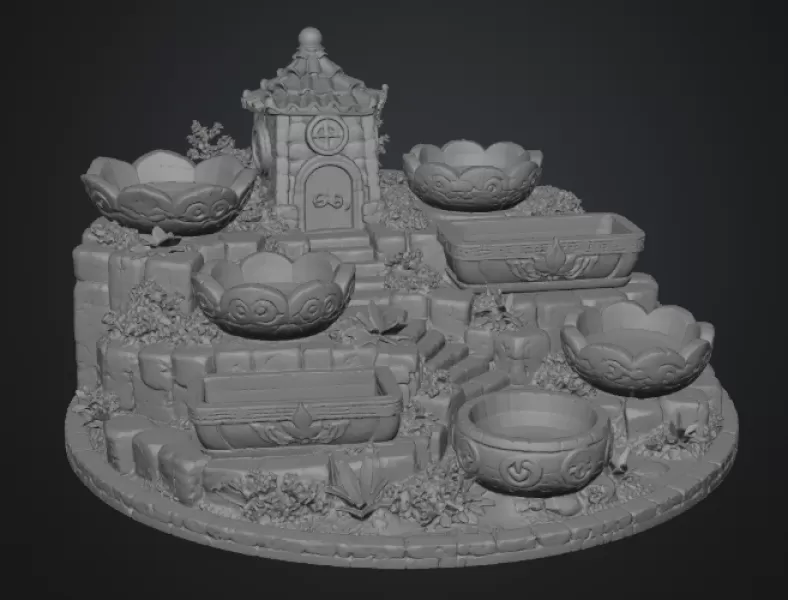 Fantasy Village Jewelry Organizer STL File for 3D Print - Model preview 17