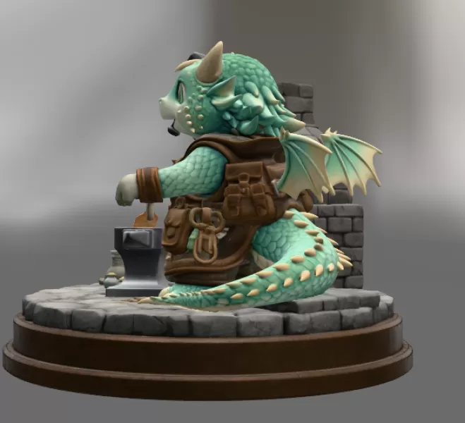 Blacksmith Dragon STL File for 3D Print - Model preview 4