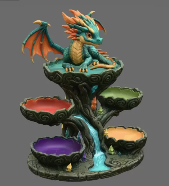 Baby Dragon Organizer Tree STL File for 3D Print - Model preview 12