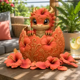Hibiscus Hatchling Dragon STL File for 3D Print - Model thumbnail 2