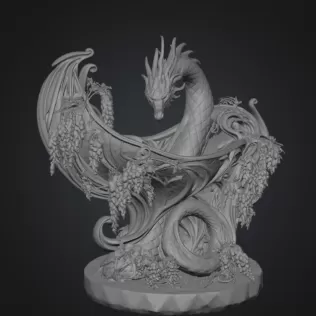 Midnight Wisteria Dragon Bowl STL File for 3D Print