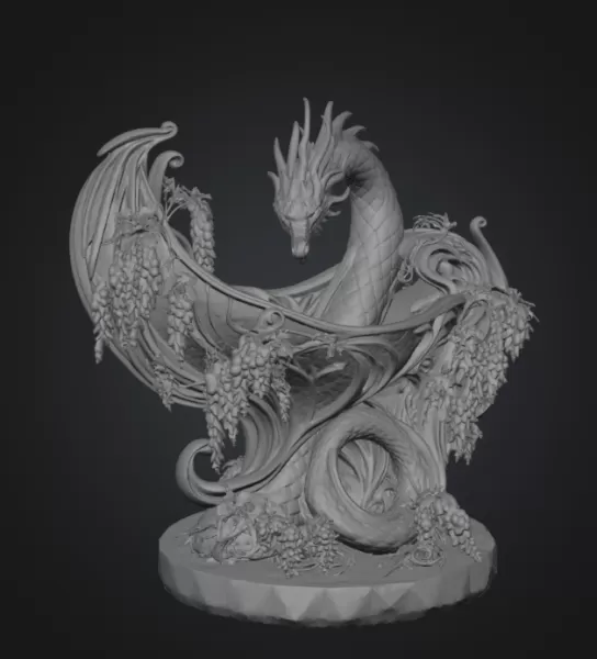 Midnight Wisteria Dragon Bowl STL File for 3D Print - Model preview 18
