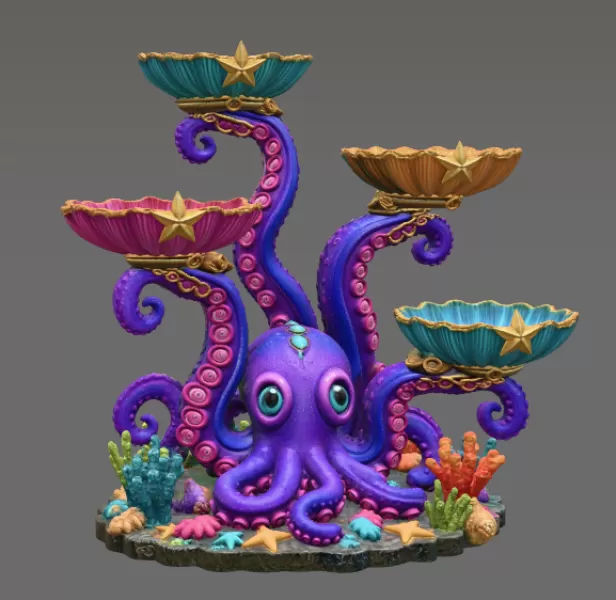 Magical Ocean Octopus Organizer STL File for 3D Print - Model preview 12