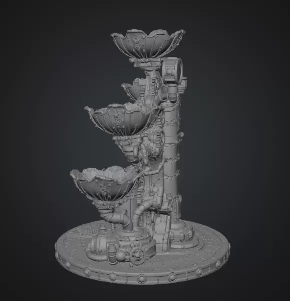 Steampunk Lotus Jewelry Organizer STL File for 3D Print - Model preview 16