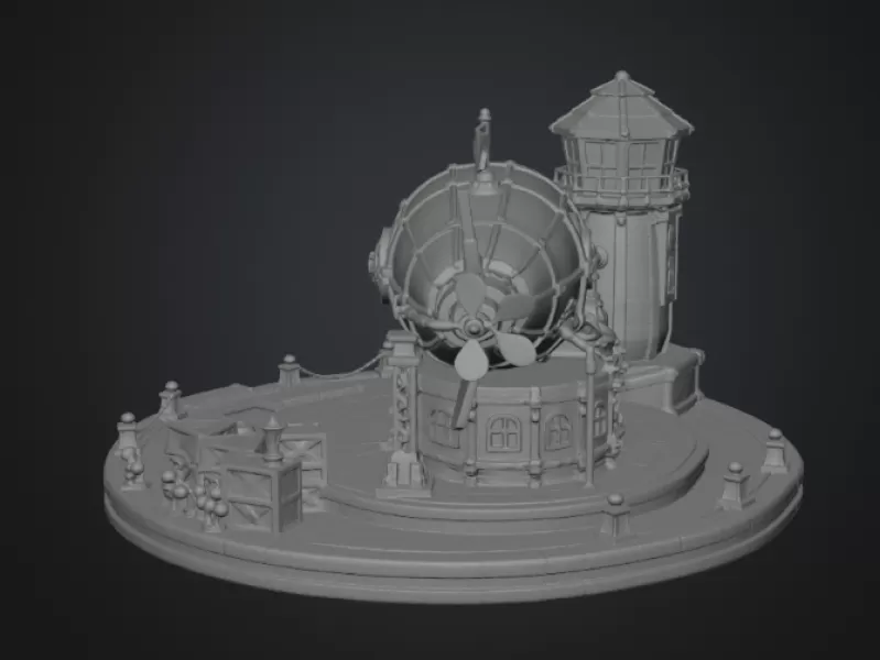Steampunk Airship Station STL File for 3D Print - Model preview 14