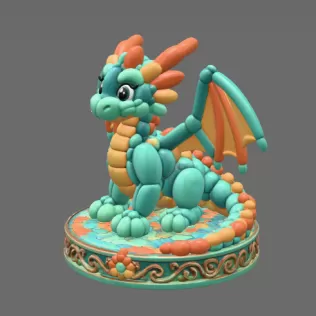 Cute Balloon Baby Dragon STL File for 3D Print - Model thumbnail 4